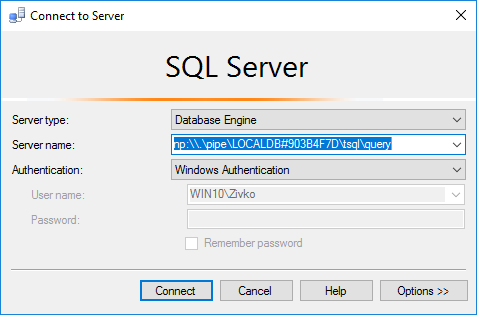 local sql server connection string