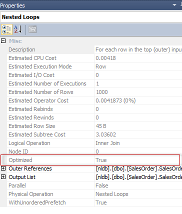 Nested Loop properties