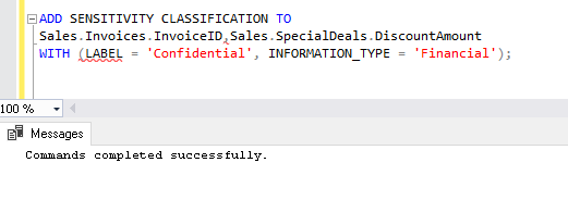 ADD SENSITIVITY CLASSIFICATION' SQL Sever 2019
