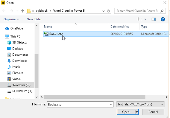 Import data from Data Source - TextCSV