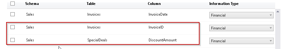 Target table and columns to classify data.