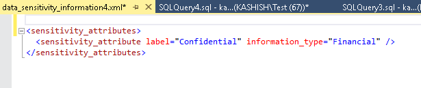 XML information return by the data_senstivity_columns