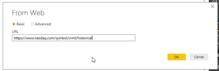 Candlestick chart get sample data from web data source