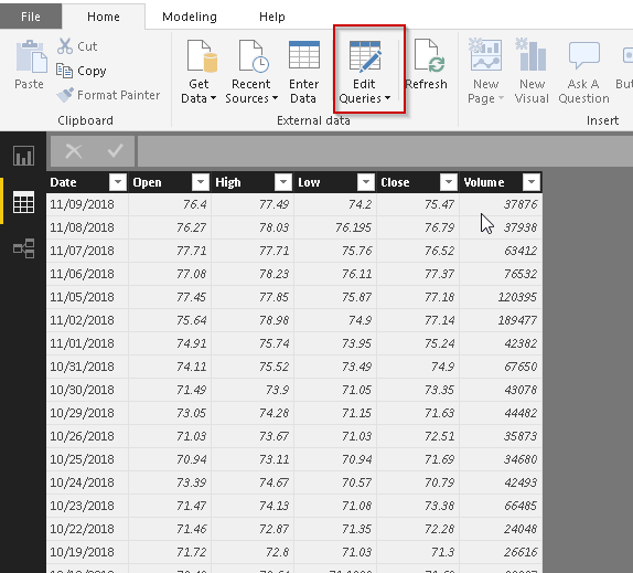 edit queries for dataset