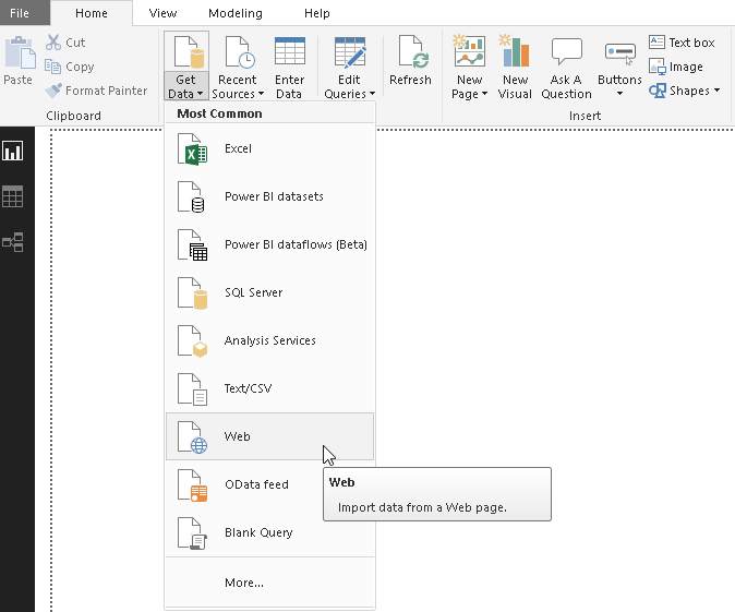 Import data in Power BI desktop