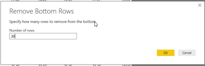 specify number of rows to remove from bottom