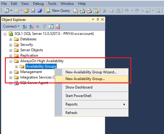 Configuring Availability Group