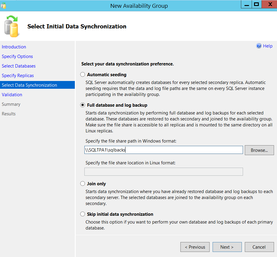 New SQL Server Always On availability group - select data synchronization