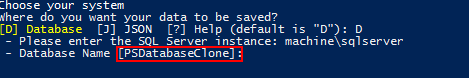 PSDatabaseClone SQL database name