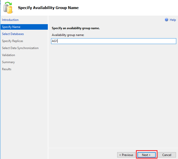 Specify Availability Group name