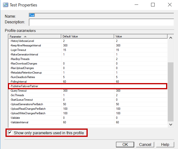 SQL Server Replication Agent Parameters - PublisherFailoverPartner