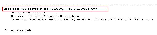 Verify SQL Server version