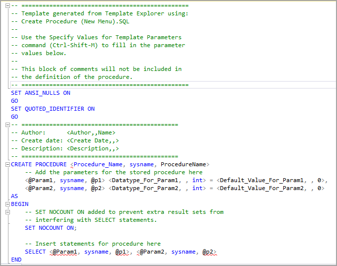 SSMS Templates