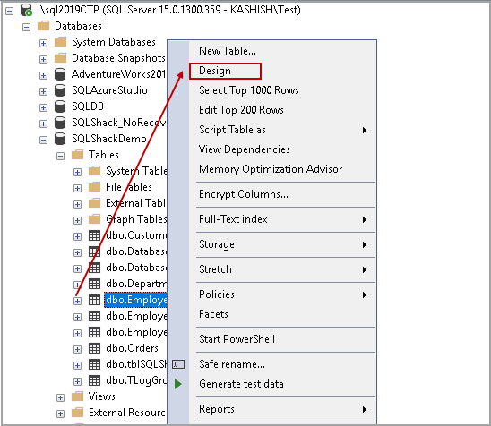 Table designer in SSMS