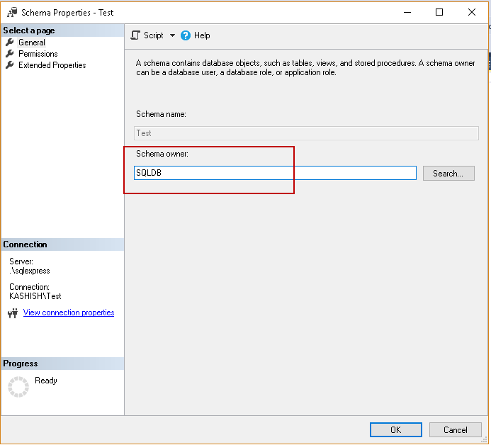 Verify schema owner