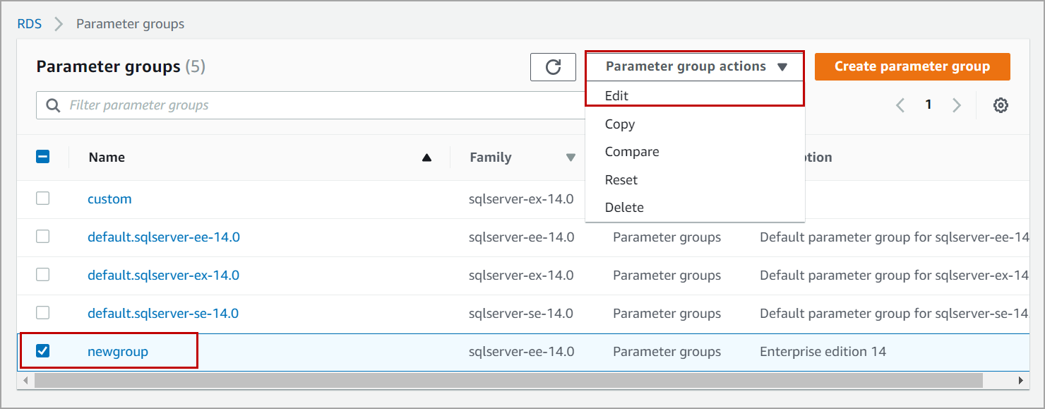 AWS RDS - Parameter group