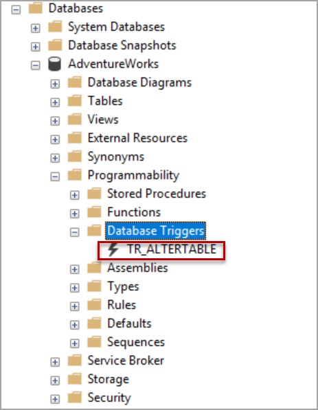 DDL trigger at database level