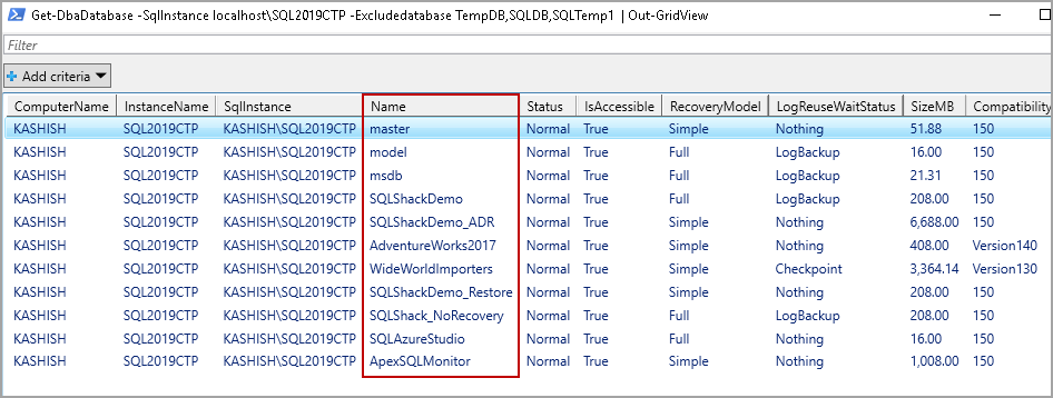 Get SQL Database details using DBATools