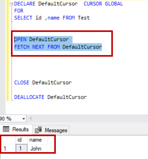 global SQL Server cursor