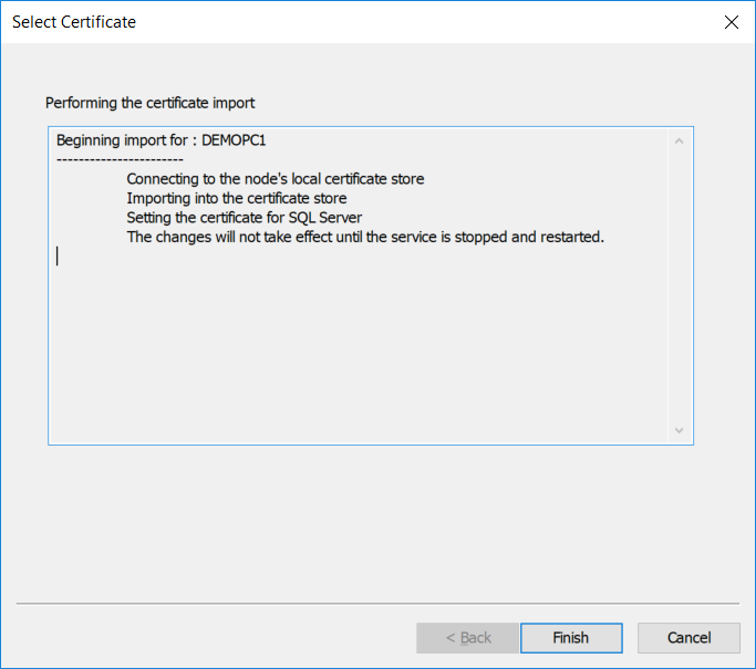 Importing a password-protected PFX certificate (Step 5)