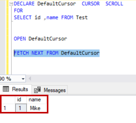 scroll SQL Server cursor