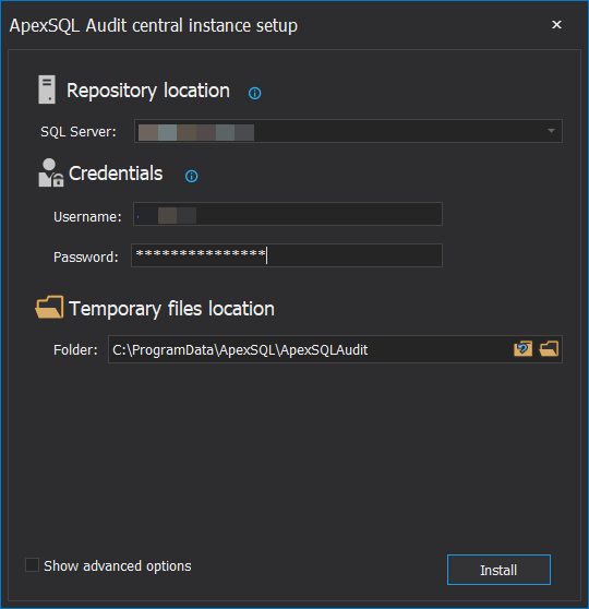 SQL database auditing - Setup repository