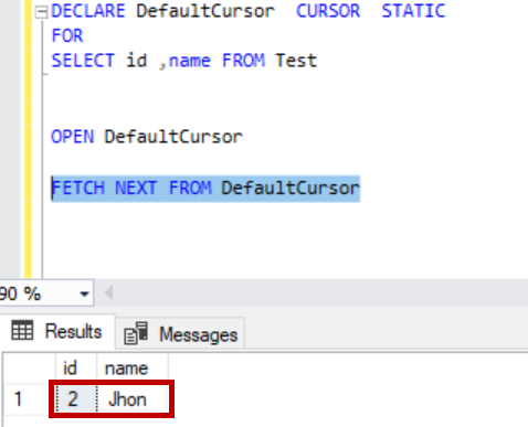 SQL Server cursor - STATIC