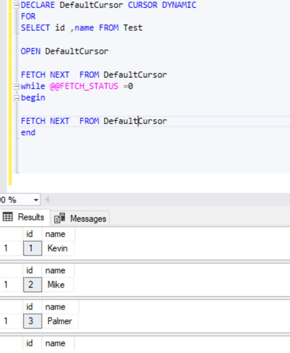 SQL Server dynamic cursor