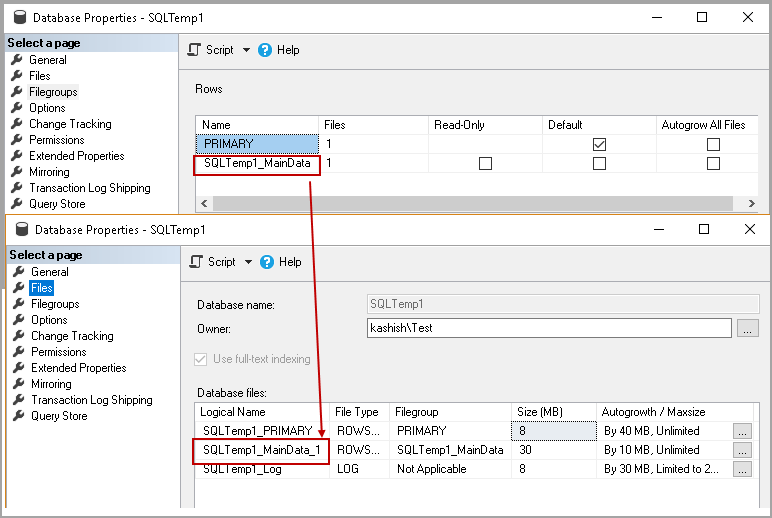 verify secondary file group