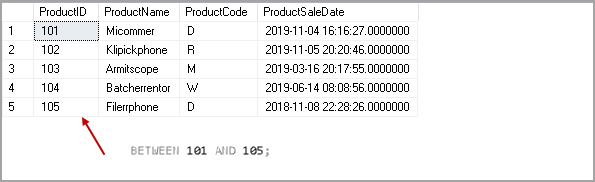  Between operator with Numeric Range