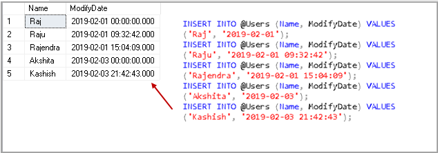 insert sample data