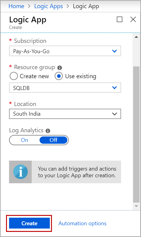 Logic Apps in Azure portal.