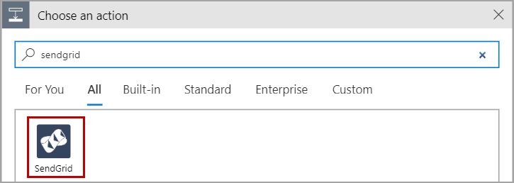 SendGrid step in Logic App.