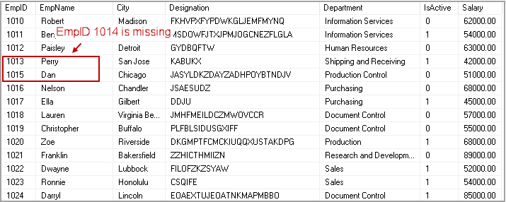 SQL Delete statement and identity values