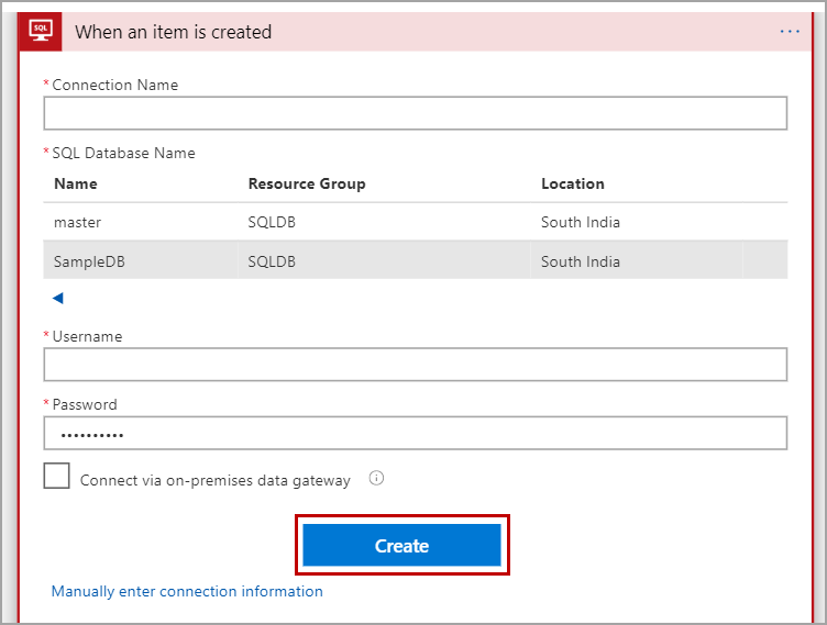 SQL Server step in Logic App