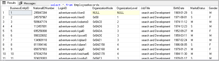 SQL View to fetch all records of a table