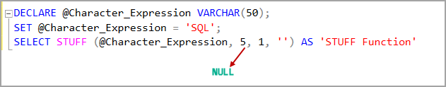 STUFF function with the starting position value larger than the string length