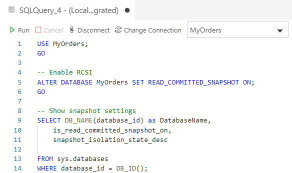 Enabling Read Committed Snapshot Isolation (RCSI)