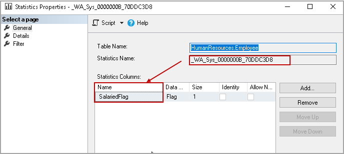 Single column statistics