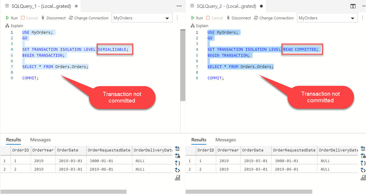 Two queries running together under RCSI