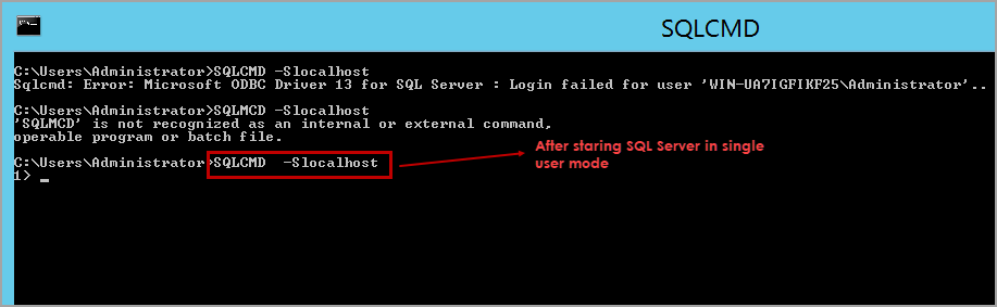 connect SQL Server using SQLCMD