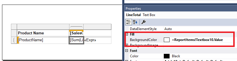 Seeting up value of the nwely column to the background color of the row.