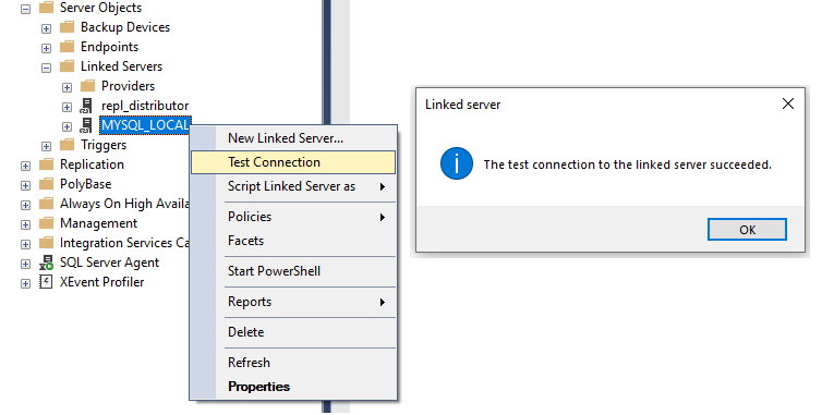 Testing a connection for a Linked Server