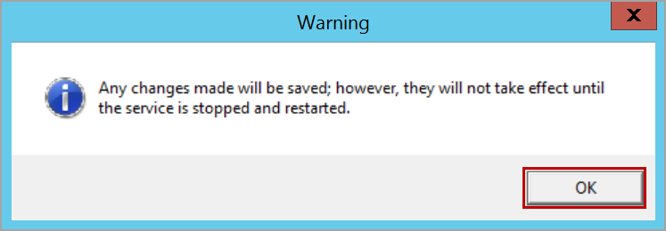 warning on changing SQL Server service