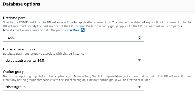 Database Options