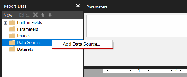 Add data source to Report Builder