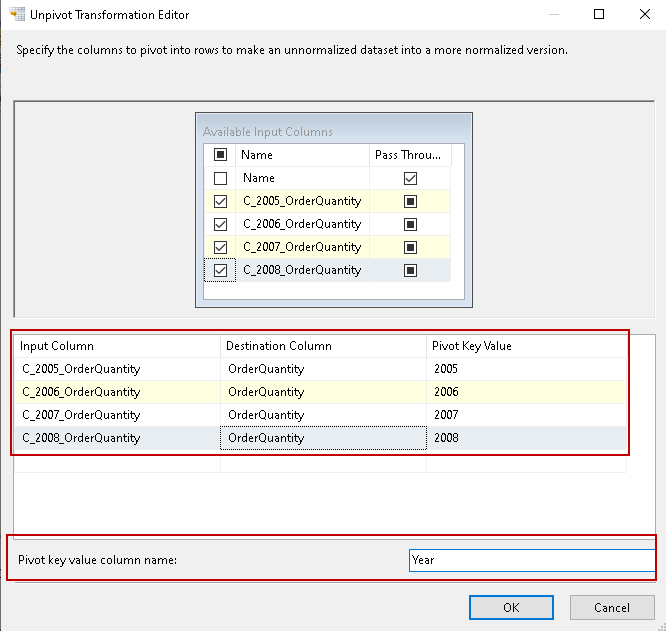 Specify inputs