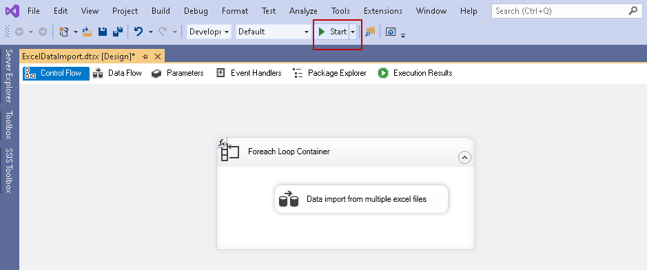 Execute the SSIS package 