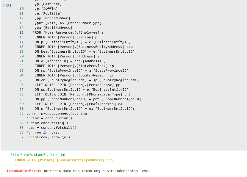 Executing a multiple line query