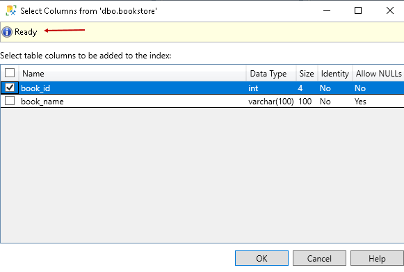 Select index key column